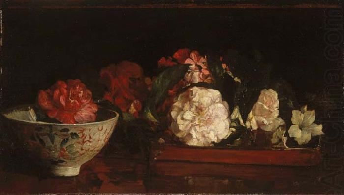 Flowers on a Japanese Tray on a Mahogany Table, John La Farge